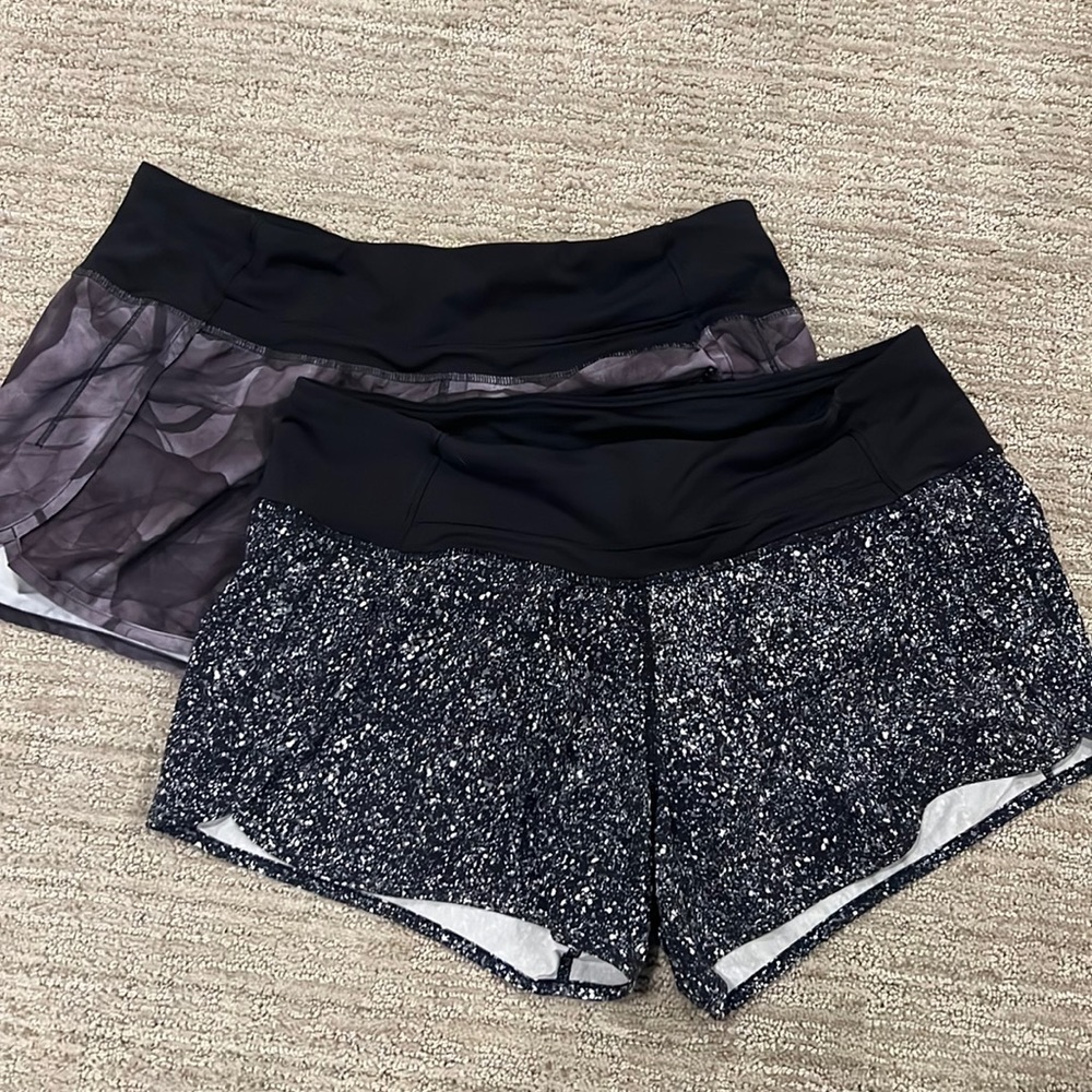 Lot of 2 rare Lululemon Run Times 4” inseam shorts - size 8